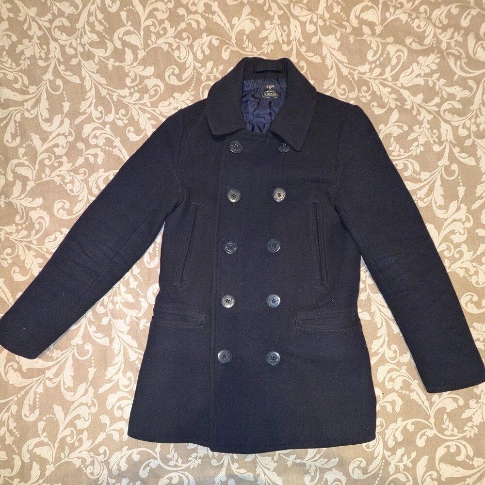 J. Crew Dock Peacoat in Navy Herringbone Size XS